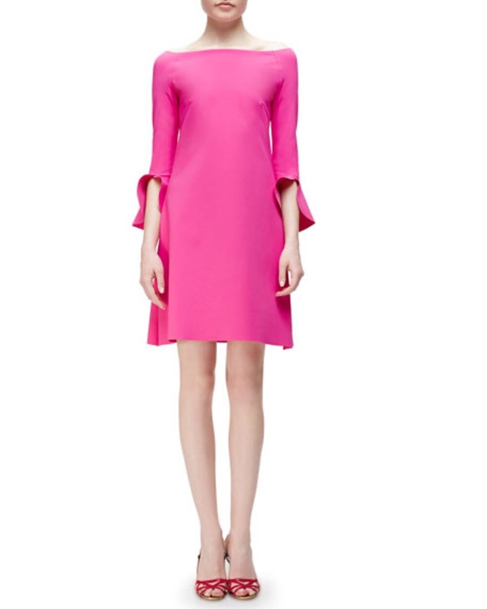 Chiara Boni Sheila Magenta Bodycon Dress Trumpet Sleeves IT 42 / US M